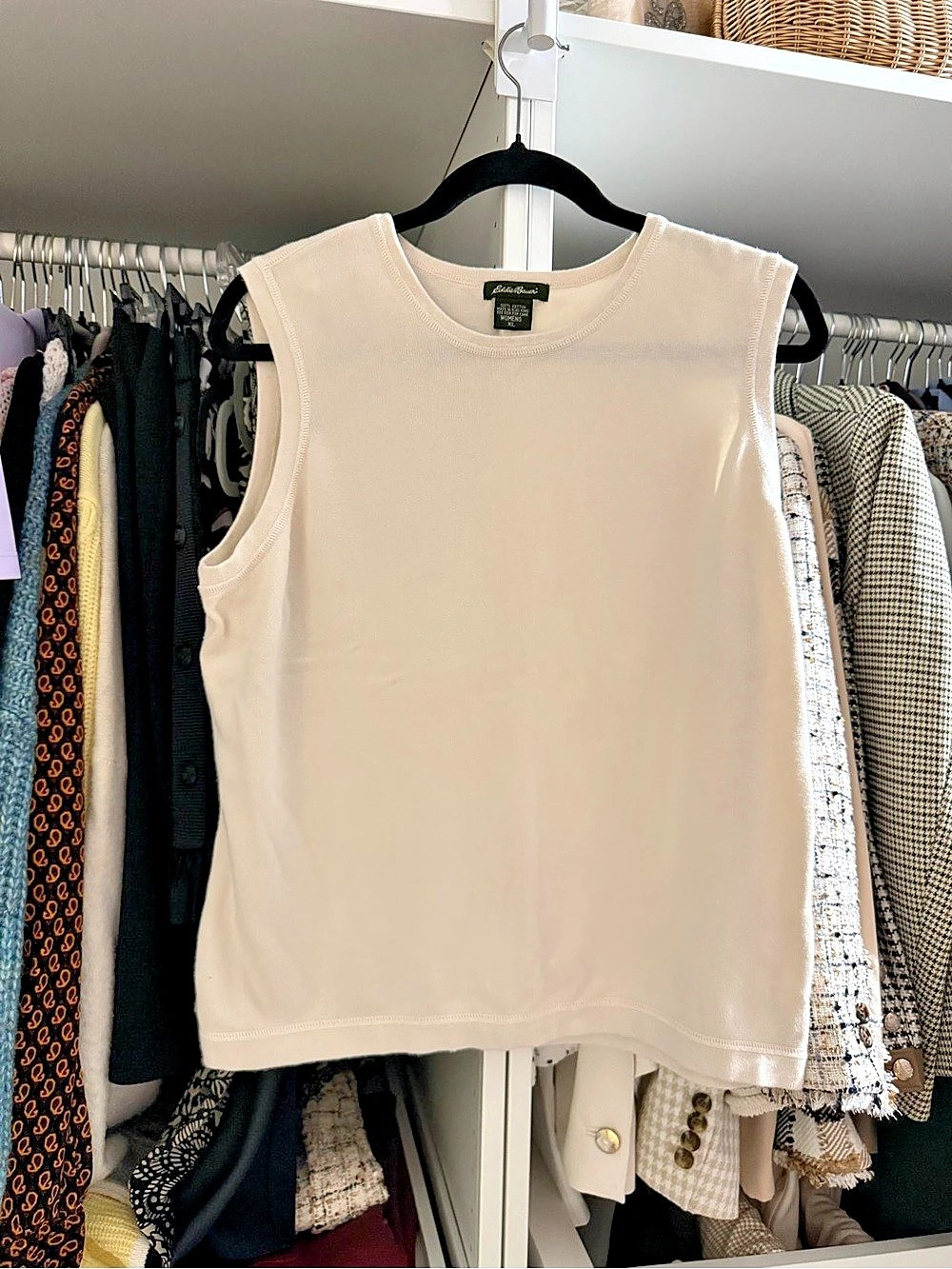 Eddie Bauer Cotton Sweater Tank Vest in Cream XL Like New